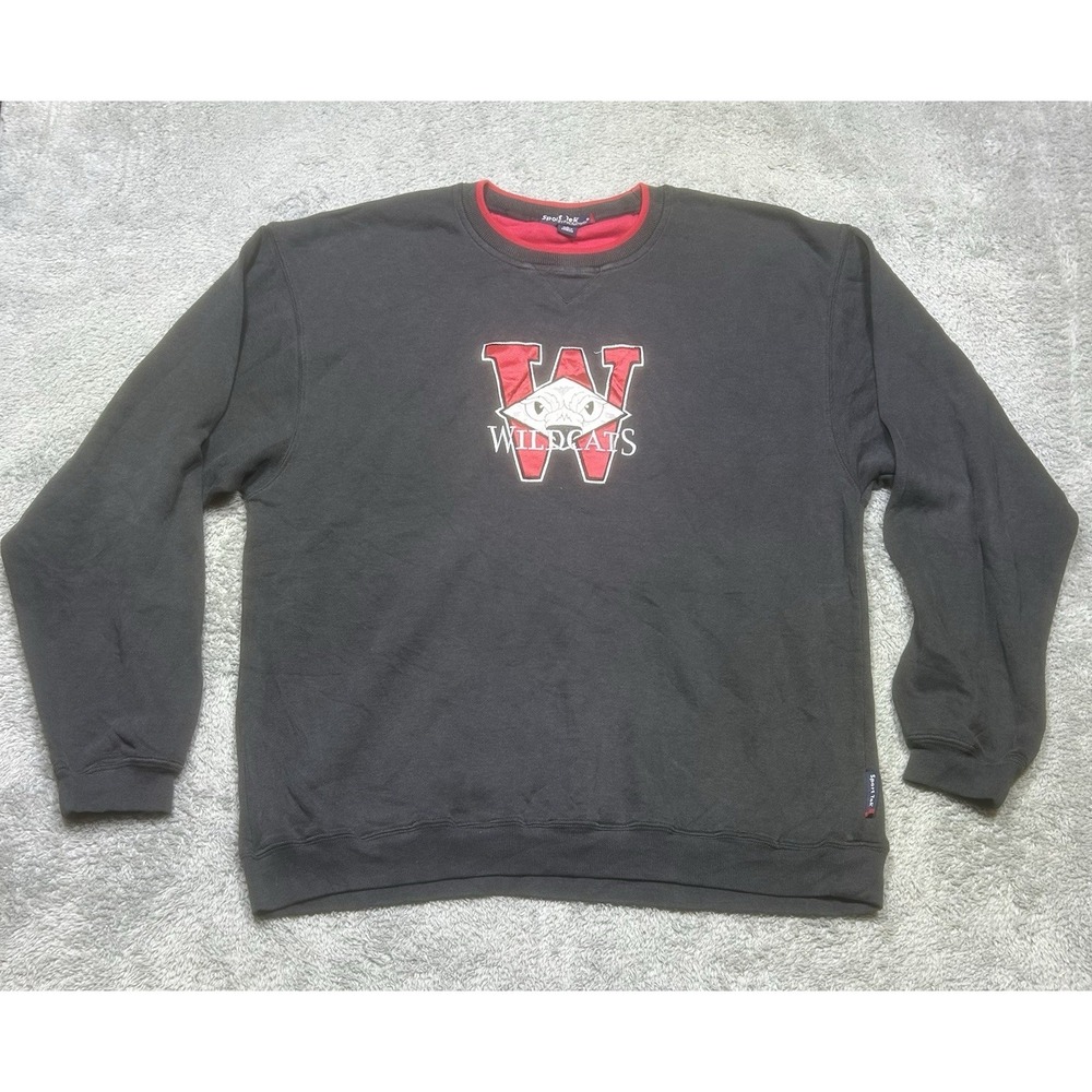 Vintage Davidson Wildcats Sweatshirt Men's L Black‎ Embroidered Basketball *SPOT